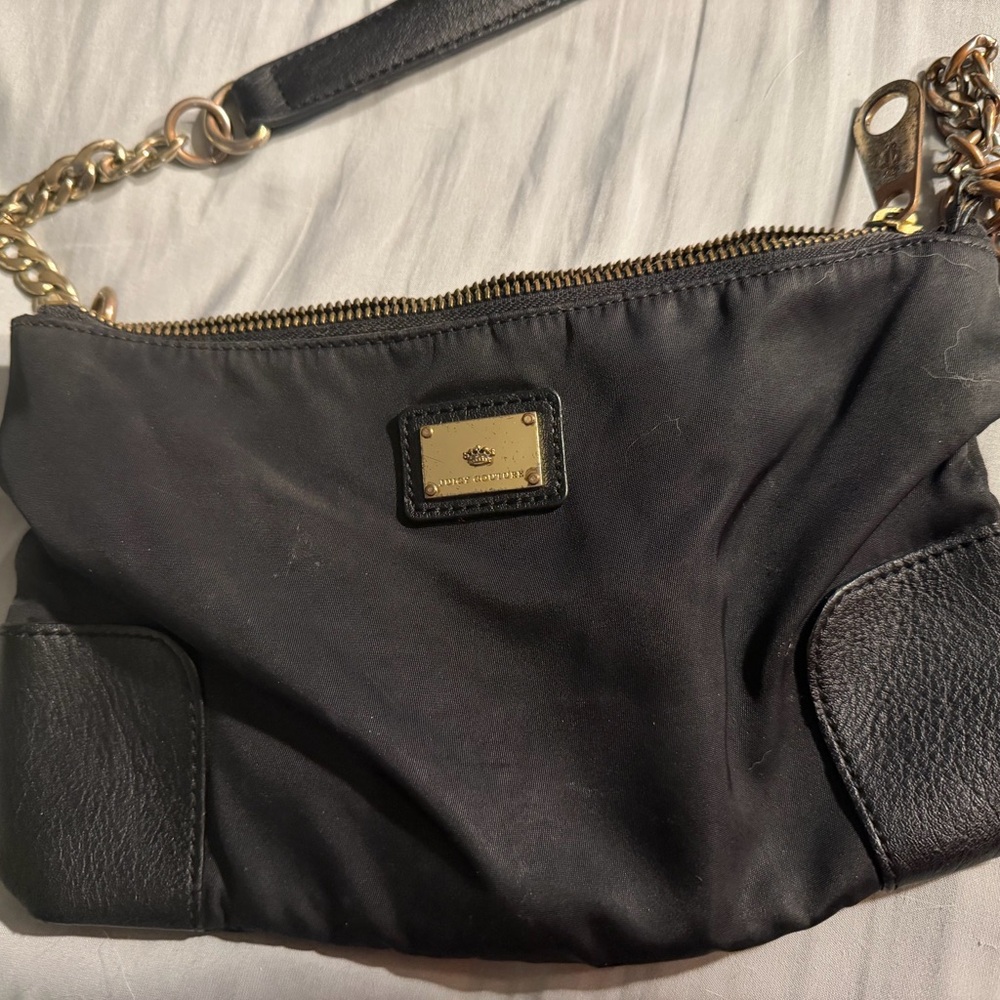 Juicy Couture Black Shoulder Bag with Gold Chain
